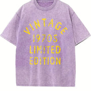 1970s 1970 Theme Classic for Guys Classic Novelty for Guys Vintage Washed T-Shirt in Purple