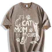 Cat Mom Club Life Is Better with Cats Vintage Washed T-Shirt in Brown