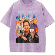 Jeff Probst Survivor Collage vintage washed oversized T-shirt in Purple