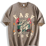 Easy Tiger Vintage Washed T-Shirt in Brown