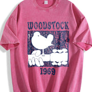 Woodstock 1969 in Polyester with Medium Stretch Animal vintage washed oversized T-shirt in Red