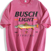 Busch Light Trout Fishing Sleeveless Tank Vintage Washed T-Shirt in Red