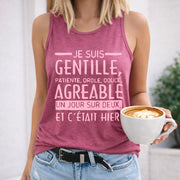 Je Suis Gentille Patiente Drôle Douce Agréable Women's Color Cotton Tank Top in Red