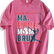 Loose 90S Retro MAMA Mommom BRU and Bat Vintage Washed T-Shirt in Red