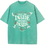 Ridoc Quest Squad I Kept The Inside Thoughts Inside vintage washed oversized T-shirt in Blue