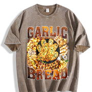 Garlic Bread Food Lover Vintage Washed T-Shirt in Brown