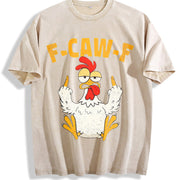Garment F Caw F Rooster Bird Fcawf Chicken Whisperer Fawk Vintage Washed T-Shirt in Beige