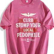 CURB STOMP P3do For Him For Her vintage washed oversized T-shirt in Red