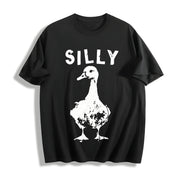 Silly Goose Distressed Boxy Classic Animal Meme Y2K Cotton T-Shirt in Black