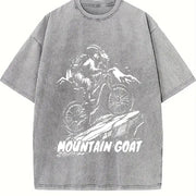 Mountain Goat Retro 90s Vintage Washed T-Shirt in Gray