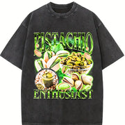 Pistachio Enthusiast 90s Vintage Washed T-Shirt in Black