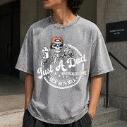 Just a Dad Who Always Came Back with the Milk Vintage Washed T-Shirt in Gray