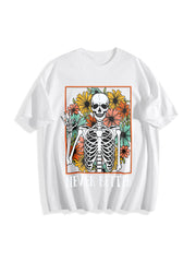Never Better Skeleton Cotton T-Shirt in White