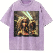 Sunglasses Glam Doll at the Bar Vintage Washed T-Shirt in Purple