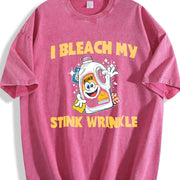 I Bleach My Stink Wrinkle vintage washed oversized T-shirt in Red