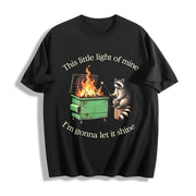 Raccoon Dumpster Fire Cotton T-Shirt in Black