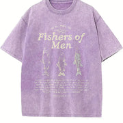 Fishers of - Matthew 4:19 Jesus Bible Verse Religious vintage washed oversized T-shirt in Purple