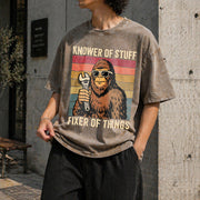 Fathers Day Bigfoot Vintage Washed T-Shirt in Brown