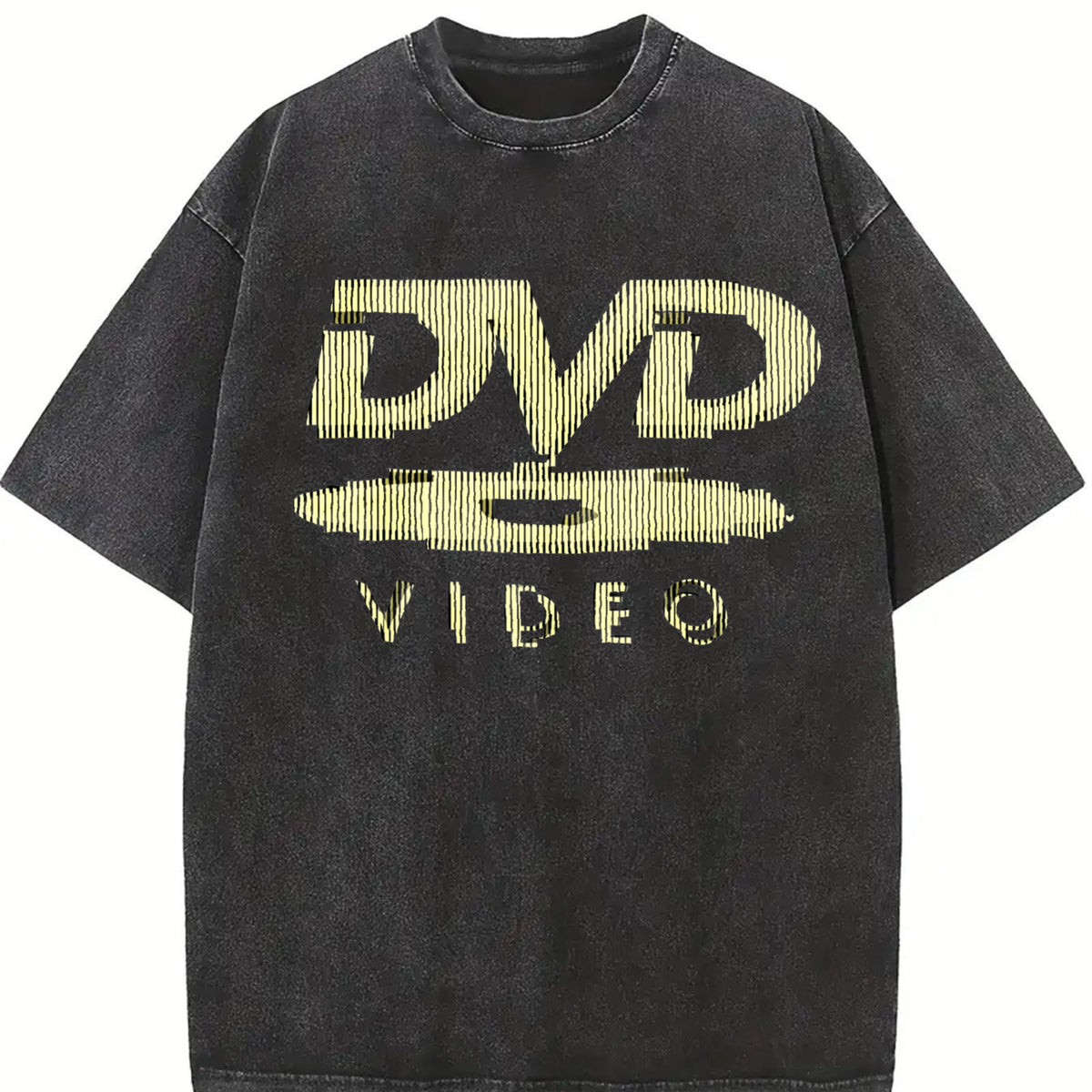 DVD Video Logo Vintage Washed T-Shirt in Black