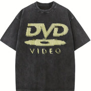 DVD Video Logo Vintage Washed T-Shirt in Black
