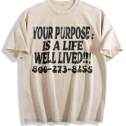 Your Purpose Mental Health Awareness Slogan White Vintage Washed T-Shirt in Beige