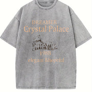 For Formal Urban Distressed Enthusiasts Vintage Washed T-Shirt in Gray