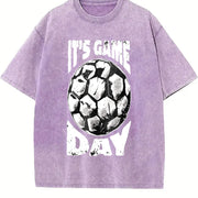 It's Game Day Soccer Vintage Washed T-Shirt in Purple
