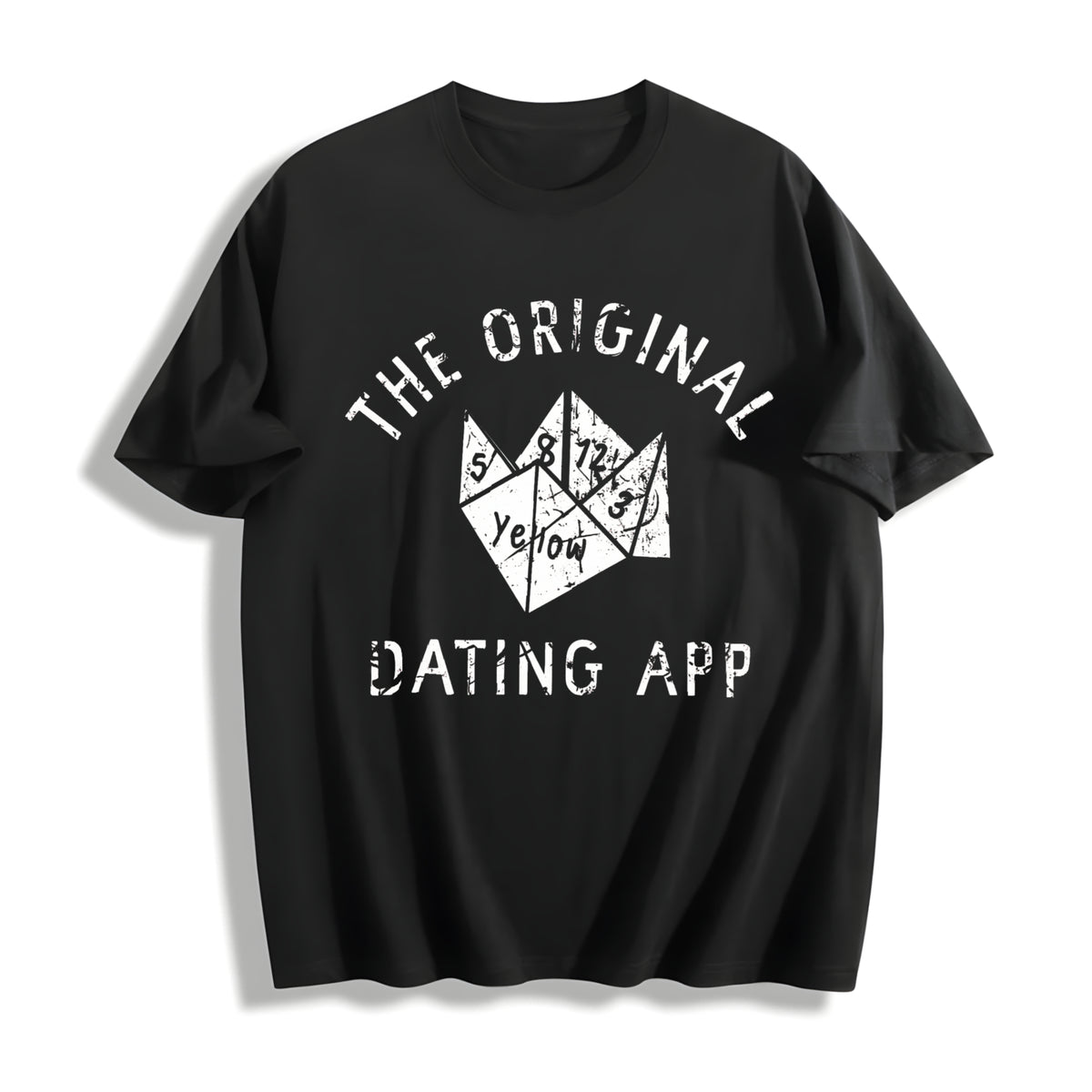 The Original Dating App Cootie Catcher Joke for Ladies Cotton T-Shirt in Black
