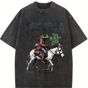 Retro Frog the Vibes Are Off 90s Vintage Washed T-Shirt in Black