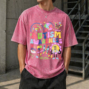 Autism Awareness 2-side Vintage Washed T-Shirt in Red