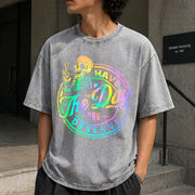 Have the Day You Deserve Skeleton Tie Dye Motivational Vintage Washed T-Shirt in Gray
