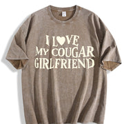 I Love My Cougar Girlfriend vintage washed oversized T-shirt in Brown