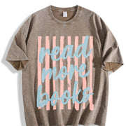 Read More Books Retro Bars Teacher Librarian Reader Vintage Washed T-Shirt in Brown