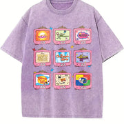 Retro Channel Movie Television Vintage Washed T-Shirt in Purple