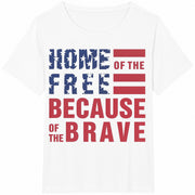 Home of the Free Patriotic 4th of July Cotton T-Shirt in White