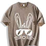 Popular Fashionable Letters Vintage Washed T-Shirt in Brown