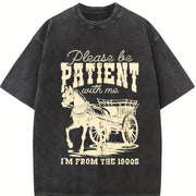 Please Be Patient 1900s Horse vintage washed oversized T-shirt in Black
