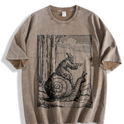 Retro Medieval Snail Rider Vintage Washed T-Shirt in Brown