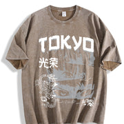 For Formal Urban Distressed Enthusiasts Vintage Washed T-Shirt in Brown