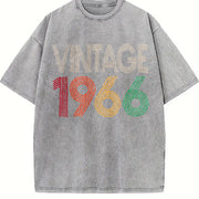 60th Birthday 1966 Vintage Washed T-Shirt in Gray