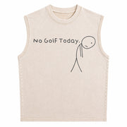No Golf Today Sad Stickman Golfer Golfers Vintage Washed Tank Top in Beige
