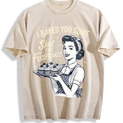 Retro Baking: Sarcastic Cupcake Vintage Washed T-Shirt in Beige