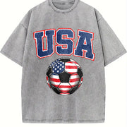 USA Soccer Vintage Washed T-Shirt in Gray