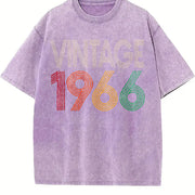 60th Birthday 1966 Vintage Washed T-Shirt in Purple