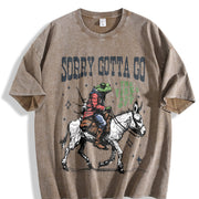Retro Frog the Vibes Are Off 90s Vintage Washed T-Shirt in Brown