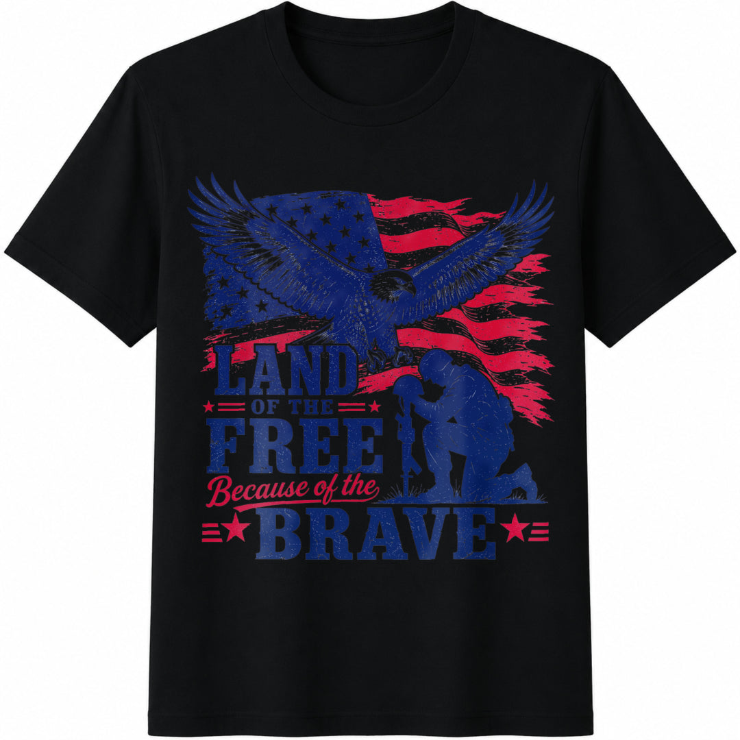 Patriotic Eagle USA Cotton T-Shirt in Black