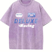 Stylish Luxury Racing Vintage Washed T-Shirt in Purple