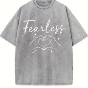 Fearless Hands Sign Vintage Washed T-Shirt in Gray
