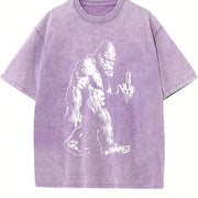 Retro Bigfoot Middle Finger 90s Vintage Washed T-Shirt in Purple