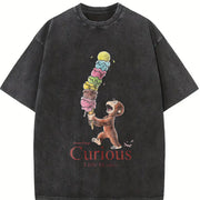 Curious George Little Monkey Vintage Washed T-Shirt in Black